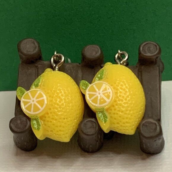 Lemon Earring, Fruit Jewelry, Citrus Earring, Gift Idea, Funny Food Earrings - Picture 3 of 5